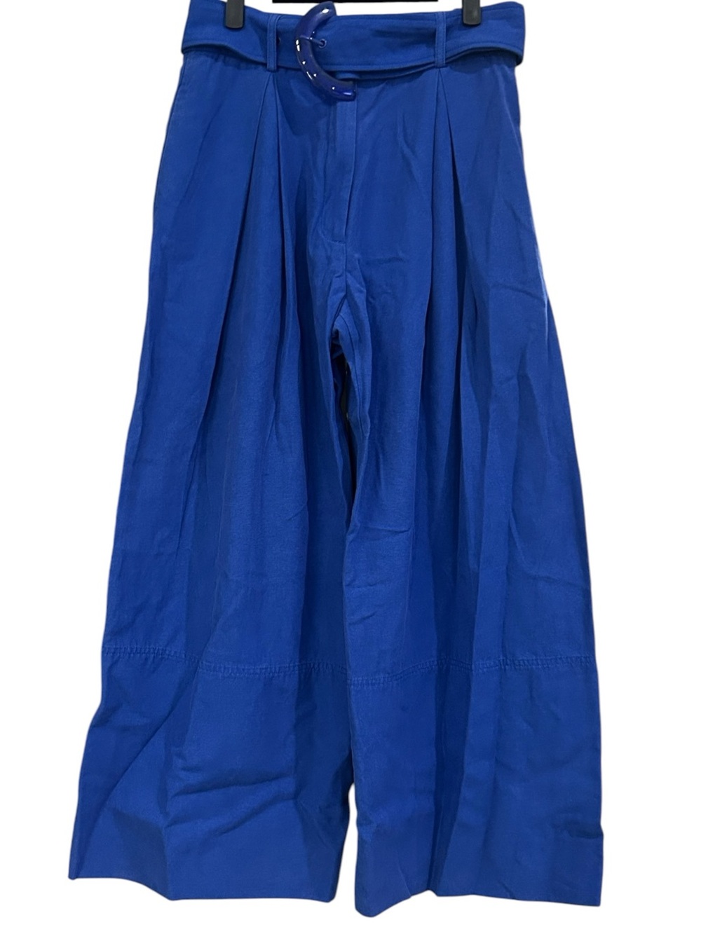 FARM Rio Wide Leg Tailored Blue Pant Size Small Belted Trousers High Rise - Picture 5 of 16